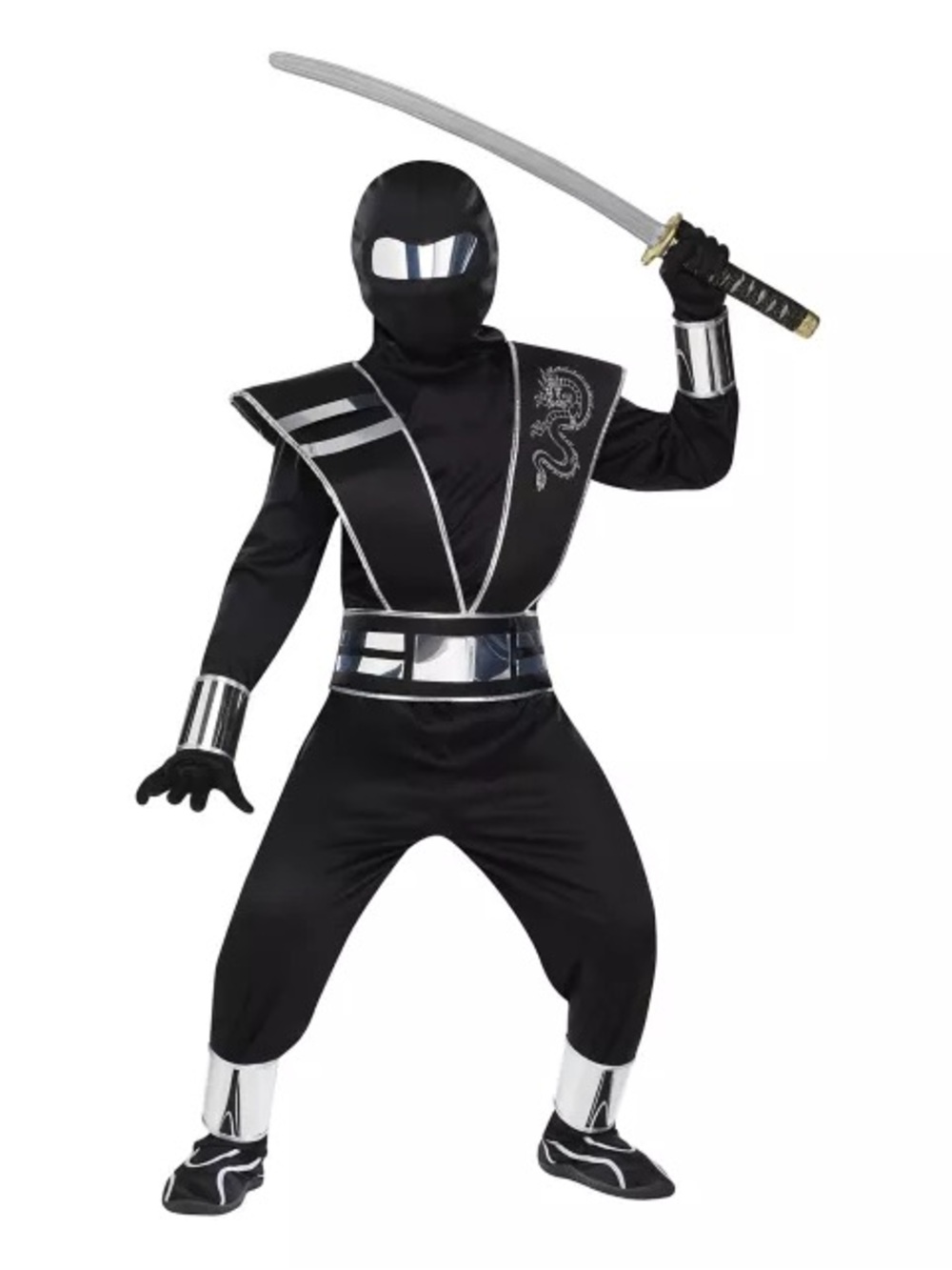 Silver Mirror Ninja Costume - Black & Silver